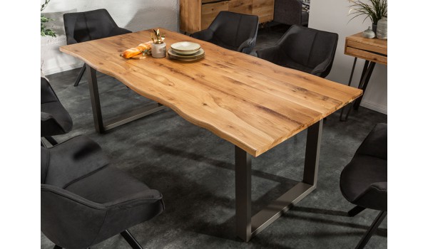 Table Séjour / salle à manger acier et bois industriel 200 cm