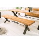 Banc en bois et métal look industriel 180 cm