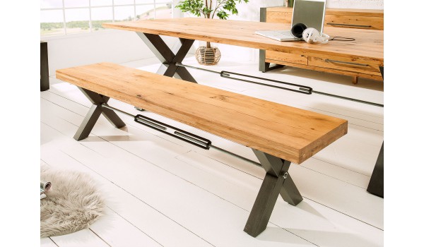 Banc en bois et métal look industriel 180 cm