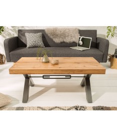 Table basse en bois et métal look industriel 110 cm