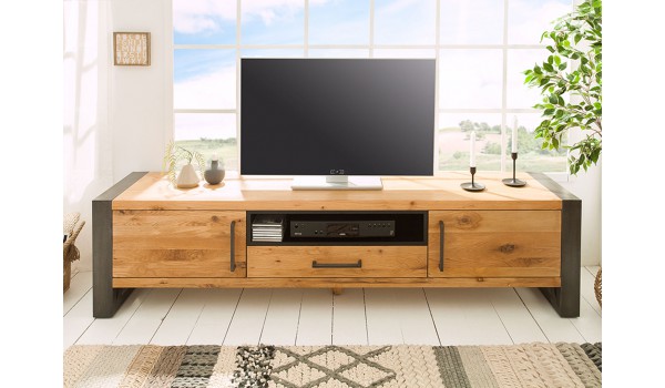 Meuble TV bois et métal look industriel 200 cm