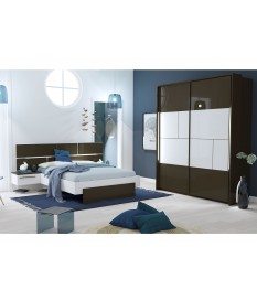 Lit 140/160/180 + chevet suspendu et armoire coulissantes