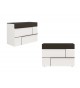 Commode design laquée blanche et grise 3 tiroirs