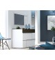 Commode design laquée blanche et grise 3 tiroirs