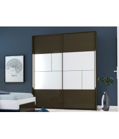 Armoire coulissante blanc et gris laquée