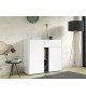 Commode 2 portes 1 tiroir 2 niches blanche & grise