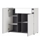 Commode 2 portes 1 tiroir 2 niches blanche & grise