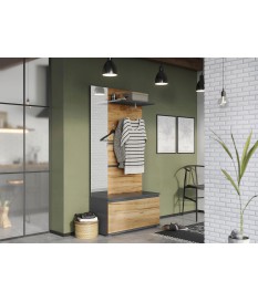 Ensemble d'entrée compact bois et gris