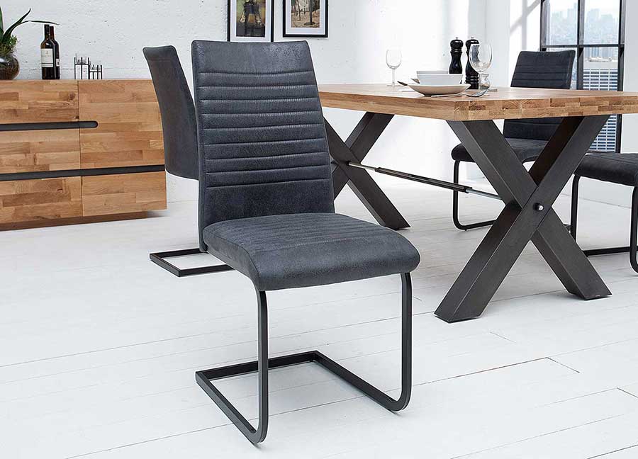 CHAISE DE TABLE PAS CHER EN TISSU GRISE