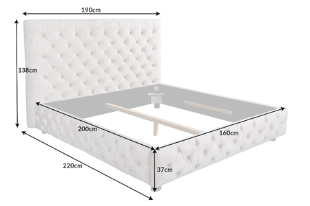 dimensions du lit baroque velours champagne