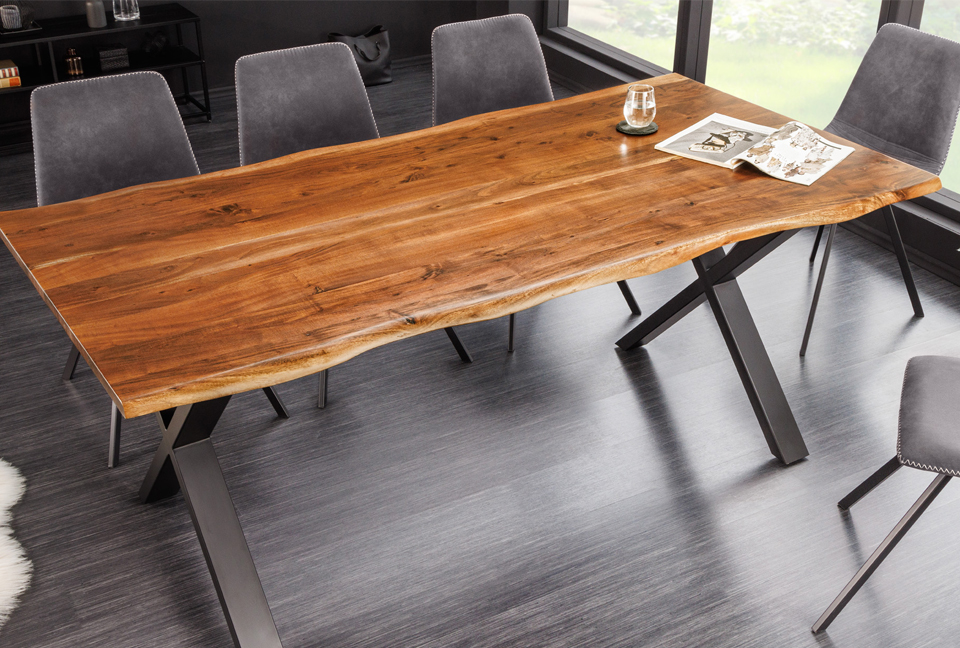 table de repas acacia et chaises en velours pas cher