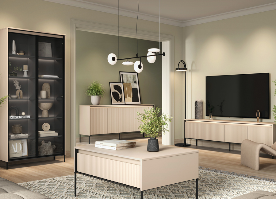 meubles de salon tendances beige et noir